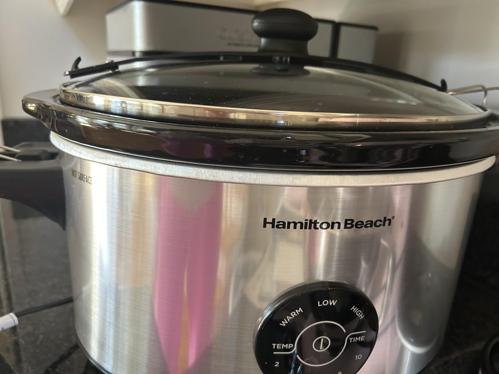 Hamilton Beach 7 Quart Stay or Go Portable Programmable Slow Cooker | 15 Cooking Options | Clip-Tight Glass Lid For Easy Travel | 20 oz Party Dipper | Dishwasher Safe Stoneware Crock | Silver customer photo 1