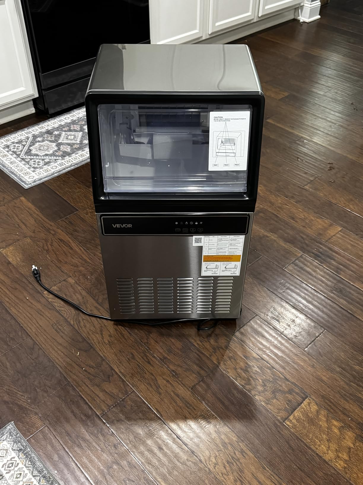 VEVOR Commercial Ice Maker Machine, 120 lbs/24H Ice Production, 19-33 lbs Storage Bin, 45 Cubes per Cycle, Stainless Steel Under Counter & Freestanding Ice Maker with LED Display, Self-Cleaning customer photo 2