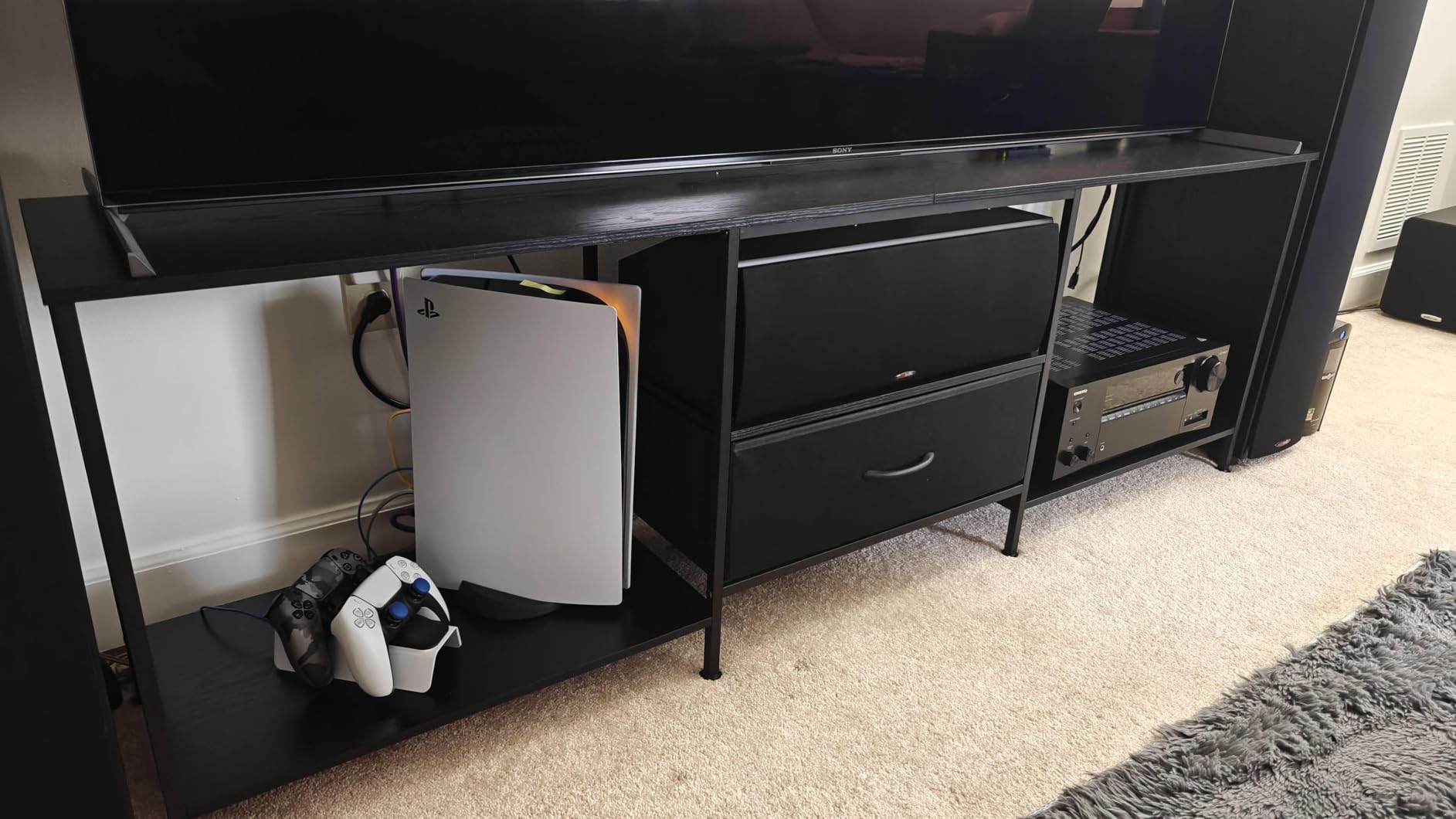 SONGMICS BELLAH Collection - TV Stand for TVs Up to 70 Inches, Media Console Table and Entertainment Center Unit for Living Room, with Shelves and Drawer, Steel, Modern, Ink Black ULGS131B101S customer photo 1