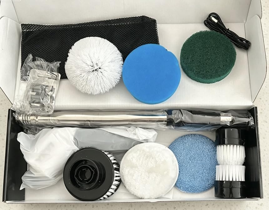 YKYI Electric Spin Scrubber, Cordless Power Cleaning Brush with Long Handle, 8 Brush Heads, IPX7 Waterproof, 100-Minute Runtime customer photo 2