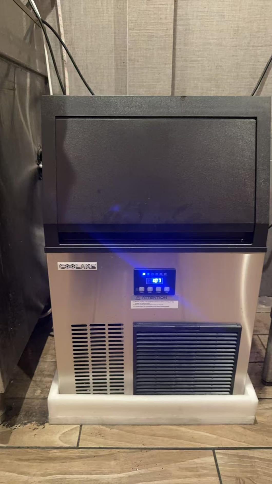 Coolake Commercial Ice Maker Machine, 200Lbs/Day Under Counter Ice Maker with 55 Lbs Storage, Stainless Steel Freestanding Built-in Outdoor Ice Machine with Water Filter for Home Bar Cafe Garage customer photo 1