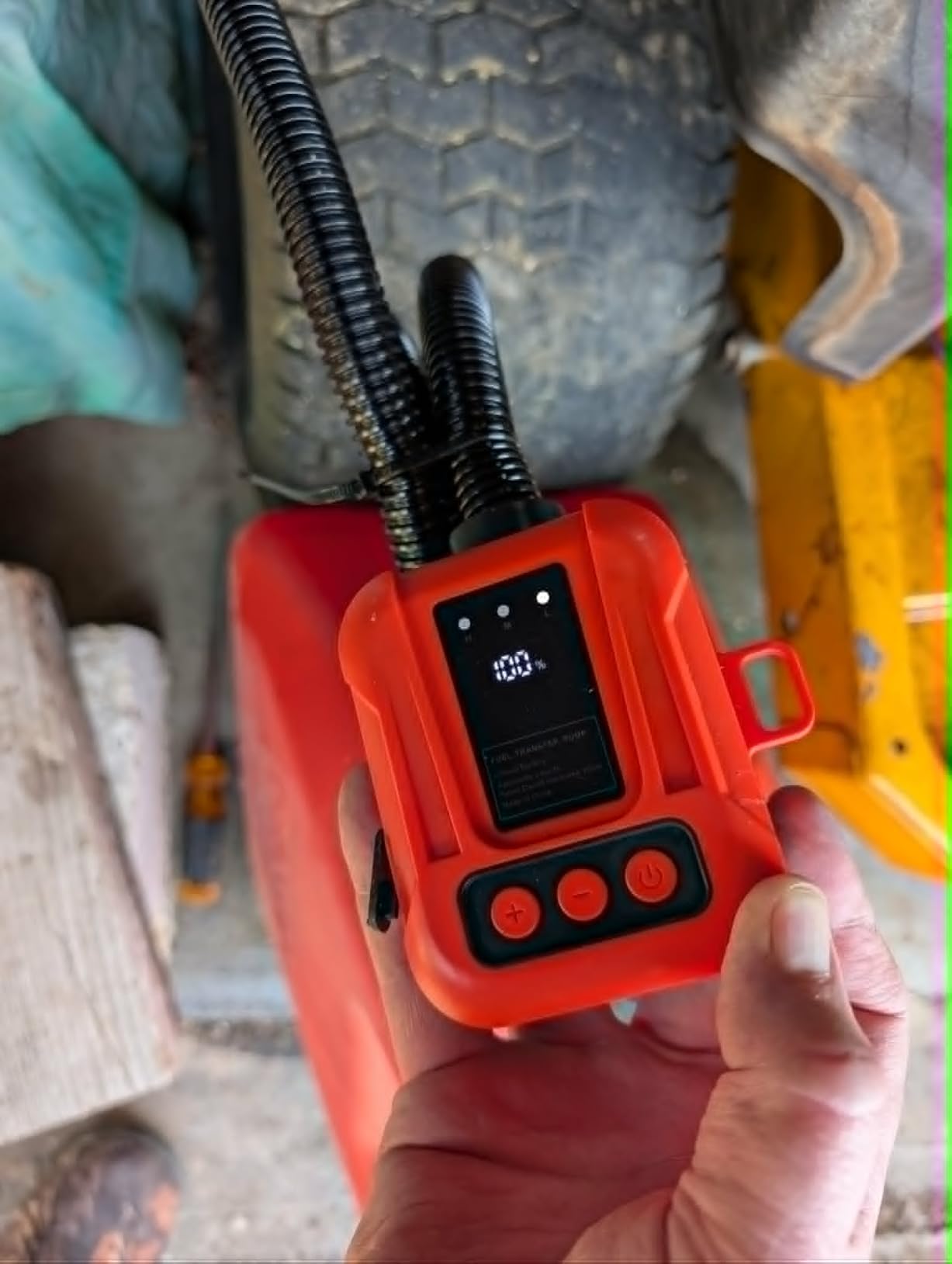 Fuel Transfer Pump, Automatic 3.8 GPM Gas Can Pump, Electric Fuel Pump | Cordless with 6000mAh Rechargeable Battery, LED Display, Auto Stop, Adjustable Flow, 90