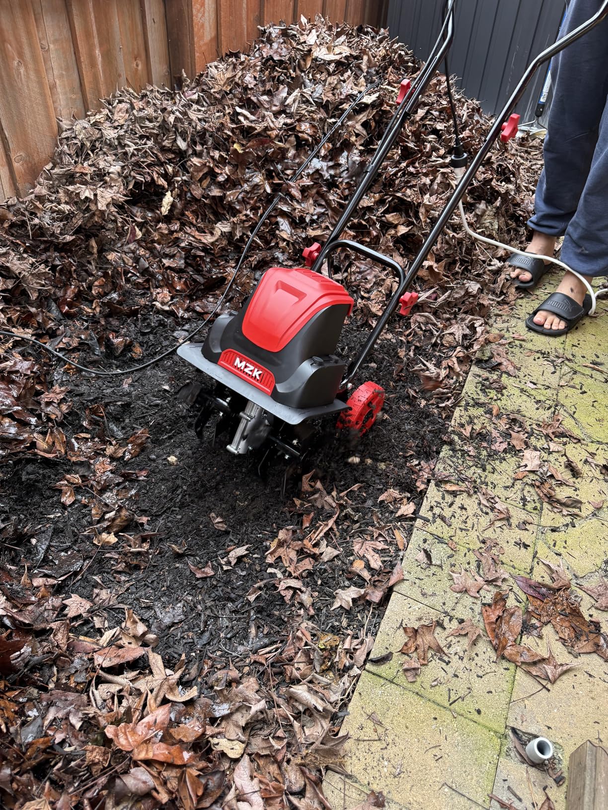 MZK 12-Inch 10.5A Electric Tiller Cultivator, Garden Rototiller 8-Inch Depth | Lightweight corded rototiller for soil digging, garden beds, lawns, and yard cultivation. customer photo 1