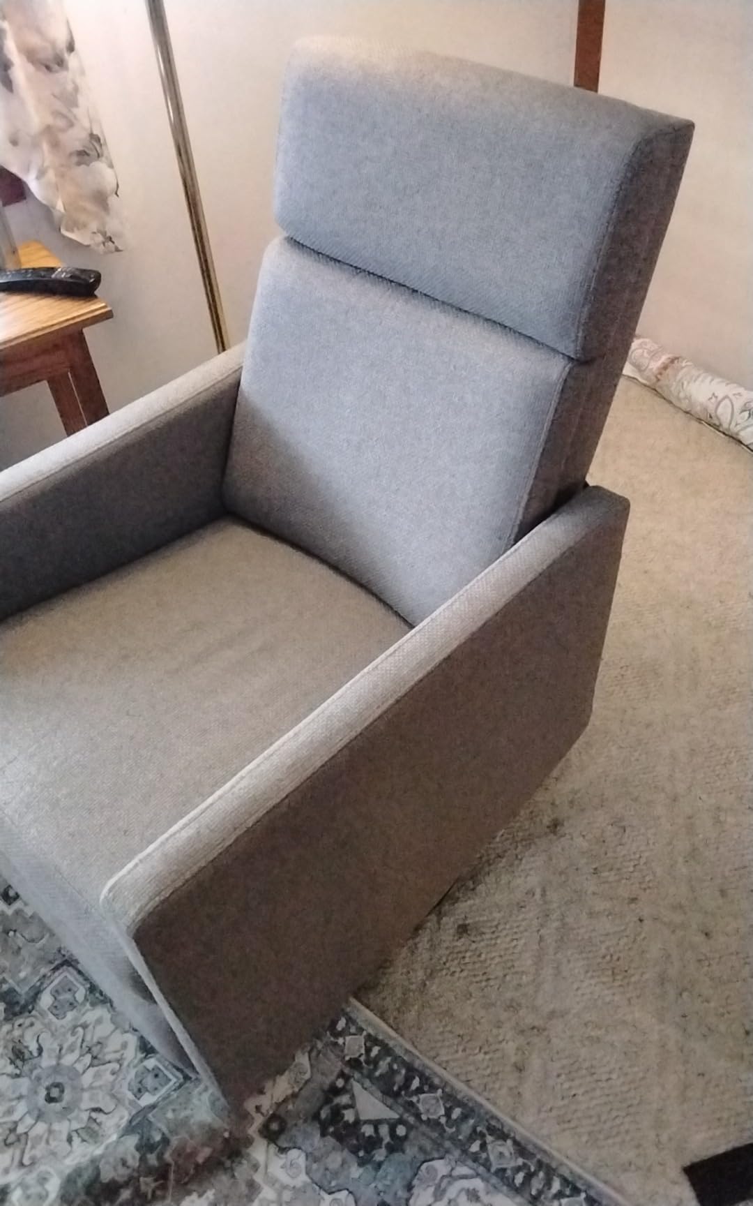 Ketaiyou Rocker Swivel Recliner Chair for Adults, Overstuffed Large Manual Recliner Glider with Massage and Heat, Comfy Soft Fabric Living Room Reclining Sofa Chair (Lime Gray1) customer photo 2