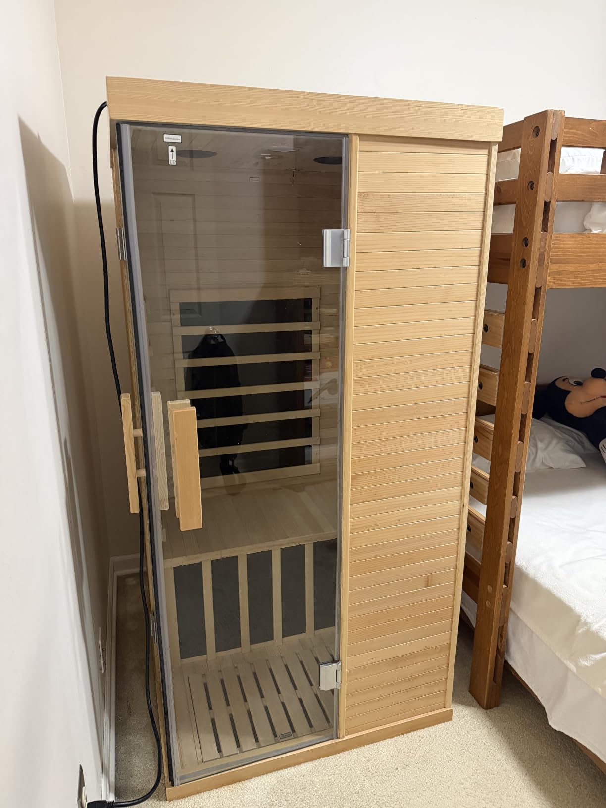 Outdoor Barrel Sauna, Traditional Wood Sauna, Dry and Wet Sauna, 220V/6KW Electric Heater with Sauna Stone, Waterproof Tarpaulin, Lamp Not Included customer photo 2