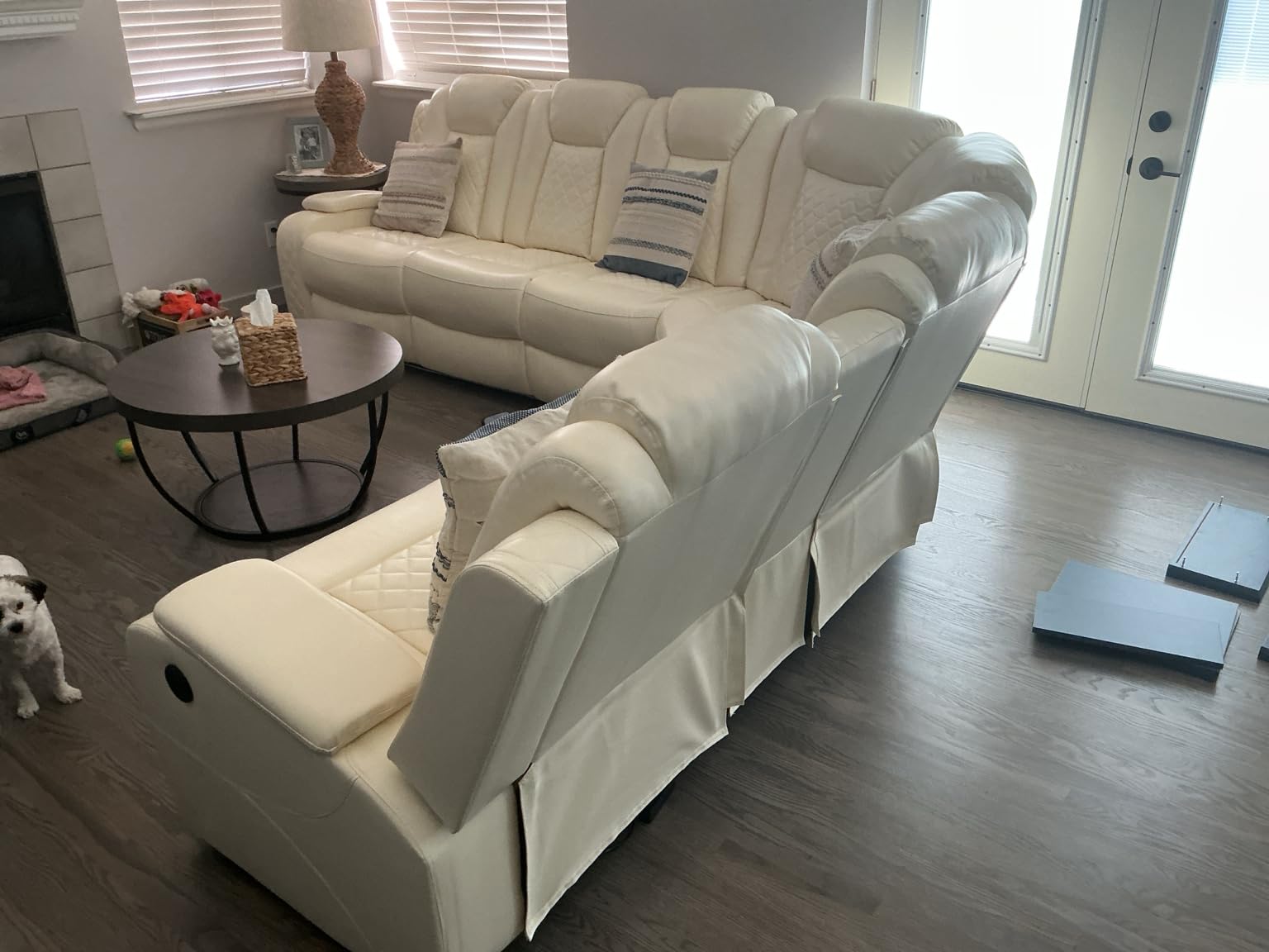 Leather Power Reclining Sectional Sofa with Bass Speakers for Living Room | L-Shaped Recliner Couch with USB Ports, Cup Holders and Storage, Living Room Furniture Set for Home, Office & Apartment customer photo 2