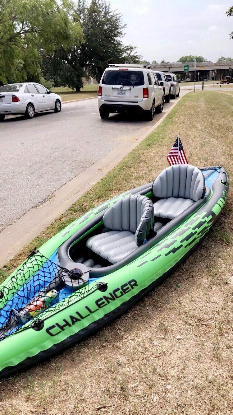 INTEX Challenger Inflatable Kayak Series: Includes Deluxe 86in Kayak Paddles and High-Output Pump - SuperStrong PVC - Adjustable Seat with Backrest - Removable Skeg - Cargo Storage Net customer photo 1