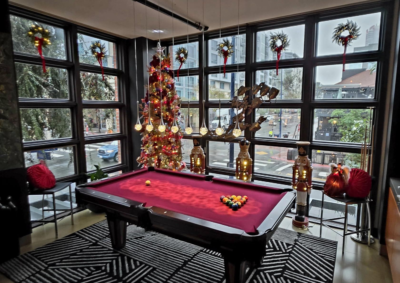 Fat Cat Reno 7.5 Foot Pool Table, Billiard Table with Accuslate Surface, K66 Bumpers, Dark Cherry Finish, Includes Cues and Balls customer photo 1