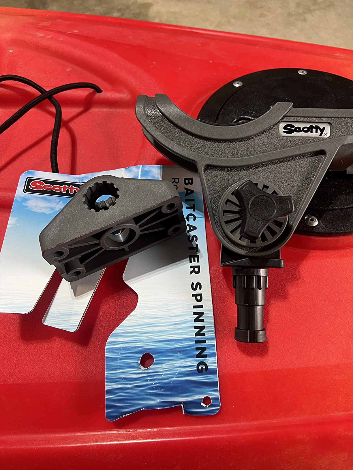Scotty 280 Baitcaster/ Spinning Rod Holder w/ #241 Side Deck Mount | 360 Degree Rotation, Heavy-Duty Nylon, Fishing Accessory, Adjustable customer photo 1