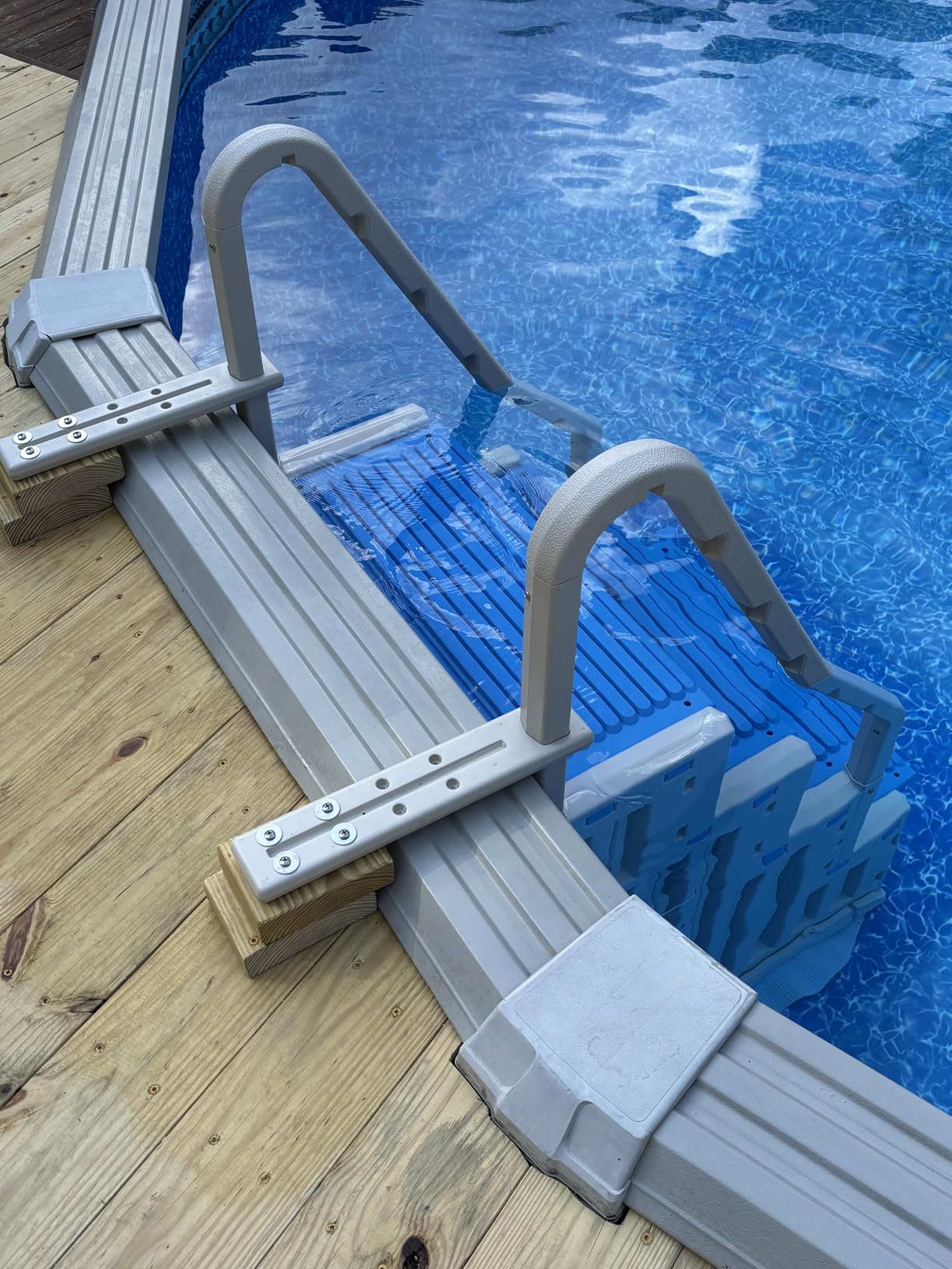 Confer Plastics Step-1X: Sturdy Above Ground Entry System with Dual Handrails and Slip-Resistant Steps, Easy Installation, Supports up to 400 lbs - Proudly Made in USA. Warm Grey with Grey Treads customer photo 1
