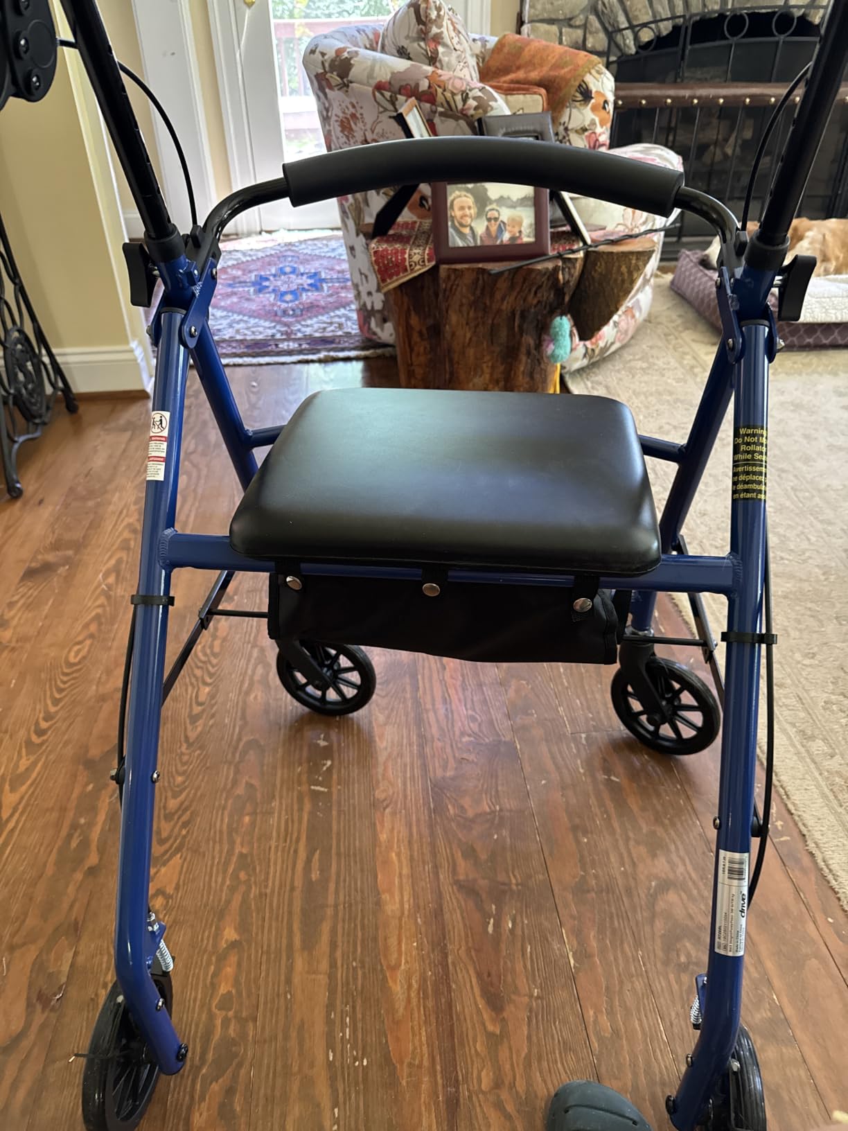 Drive Medical Aluminum Rollator Walker, Padded Seat, 6-Inch Wheels, Blue customer photo 2