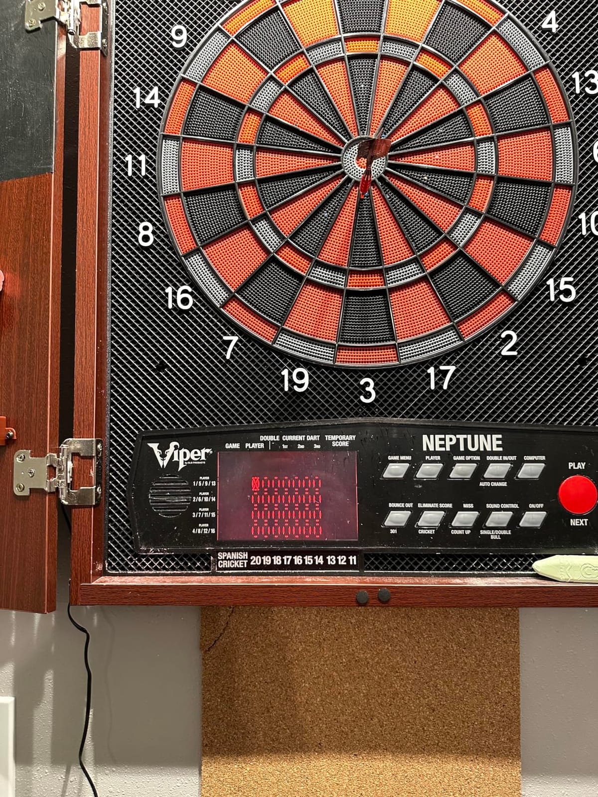 Viper Neptune Electronic Dartboard with Cabinet, 15.5 in Regulation Target, 57 Games, 16 Players, 6 Darts Included, Black customer photo 1