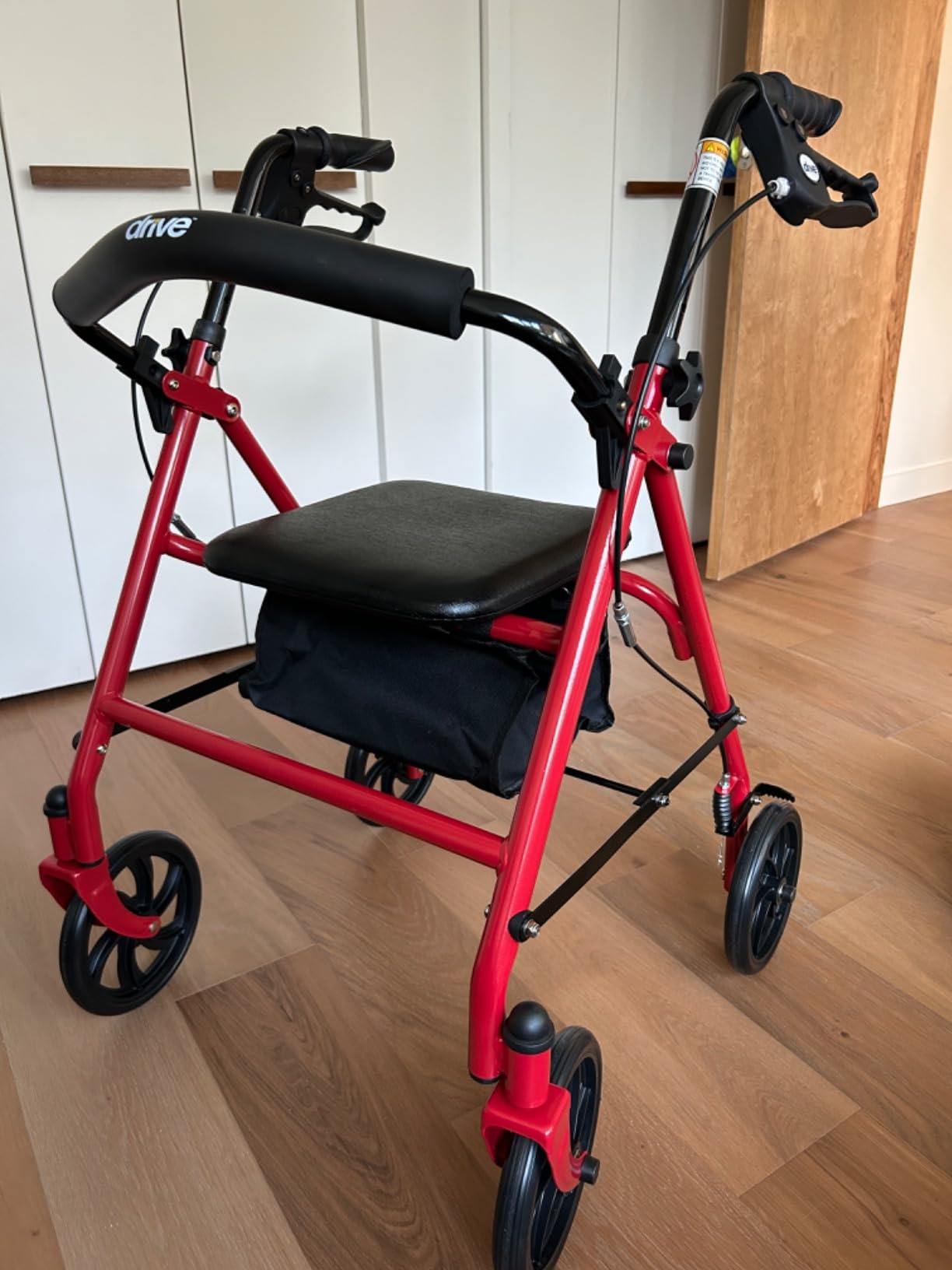 Drive Medical Rollator Walker with Seat, 7.5 Inch Wheels, Red | Rollator Walker Offers Stable, Height Adjustable Mobility Support with Durable Steel Frame and Wheels customer photo 1