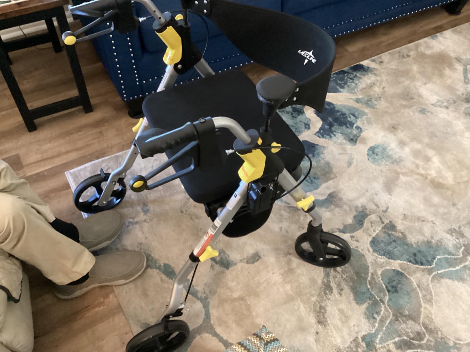 Medline Premium Empower Folding Mobility Rollator Walker with Memory Foam Seat, Black, 300 lb. Weight Capacity, 8