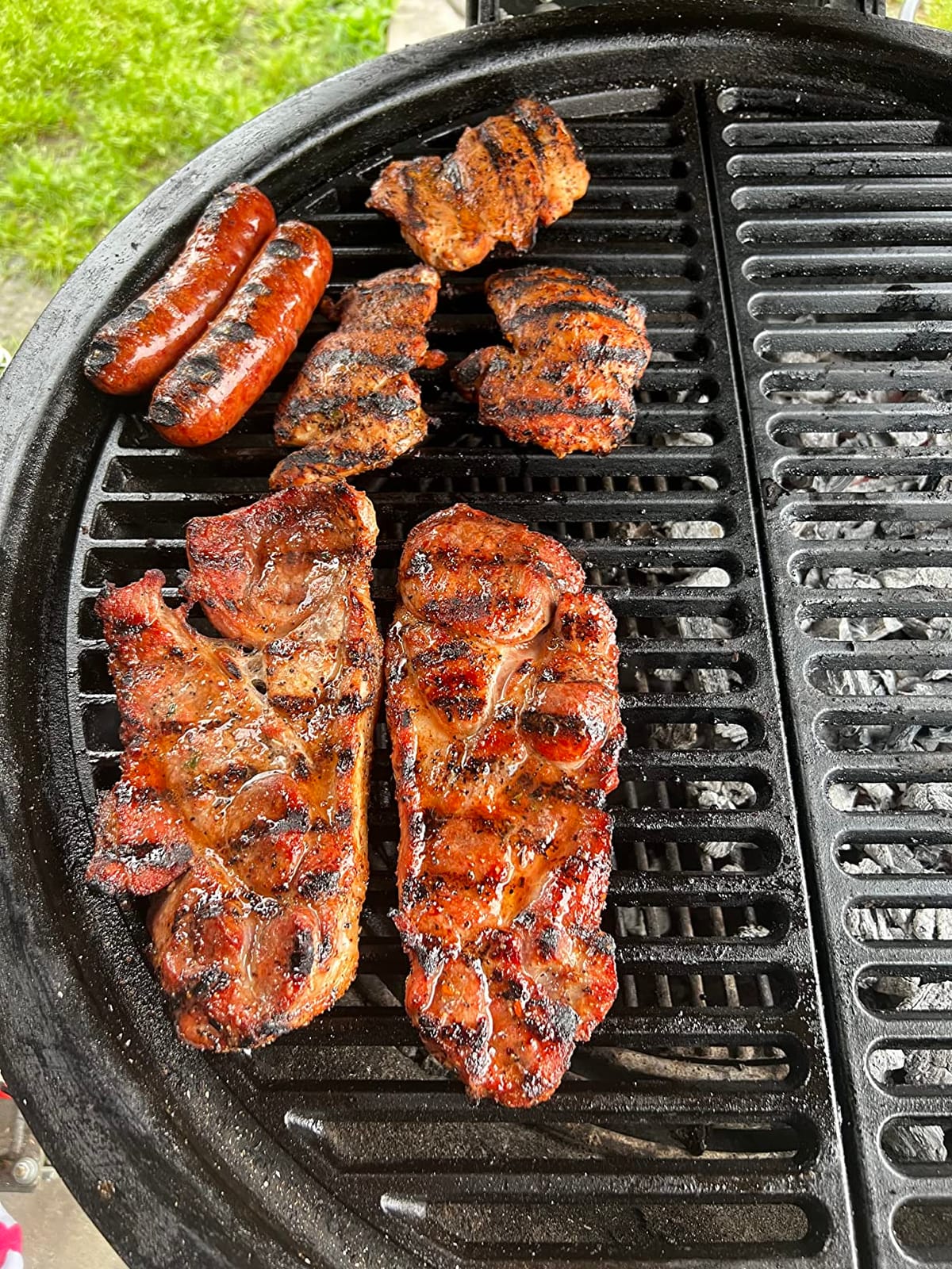 Kamado Joe Durable Half-Moon Cast Iron Cooking Grate with Grill Grate Lifter for Big Joe 24-inch Charcoal Grill and Smokers, Free Standing, in Black, Model BJ-HCICG customer photo 1