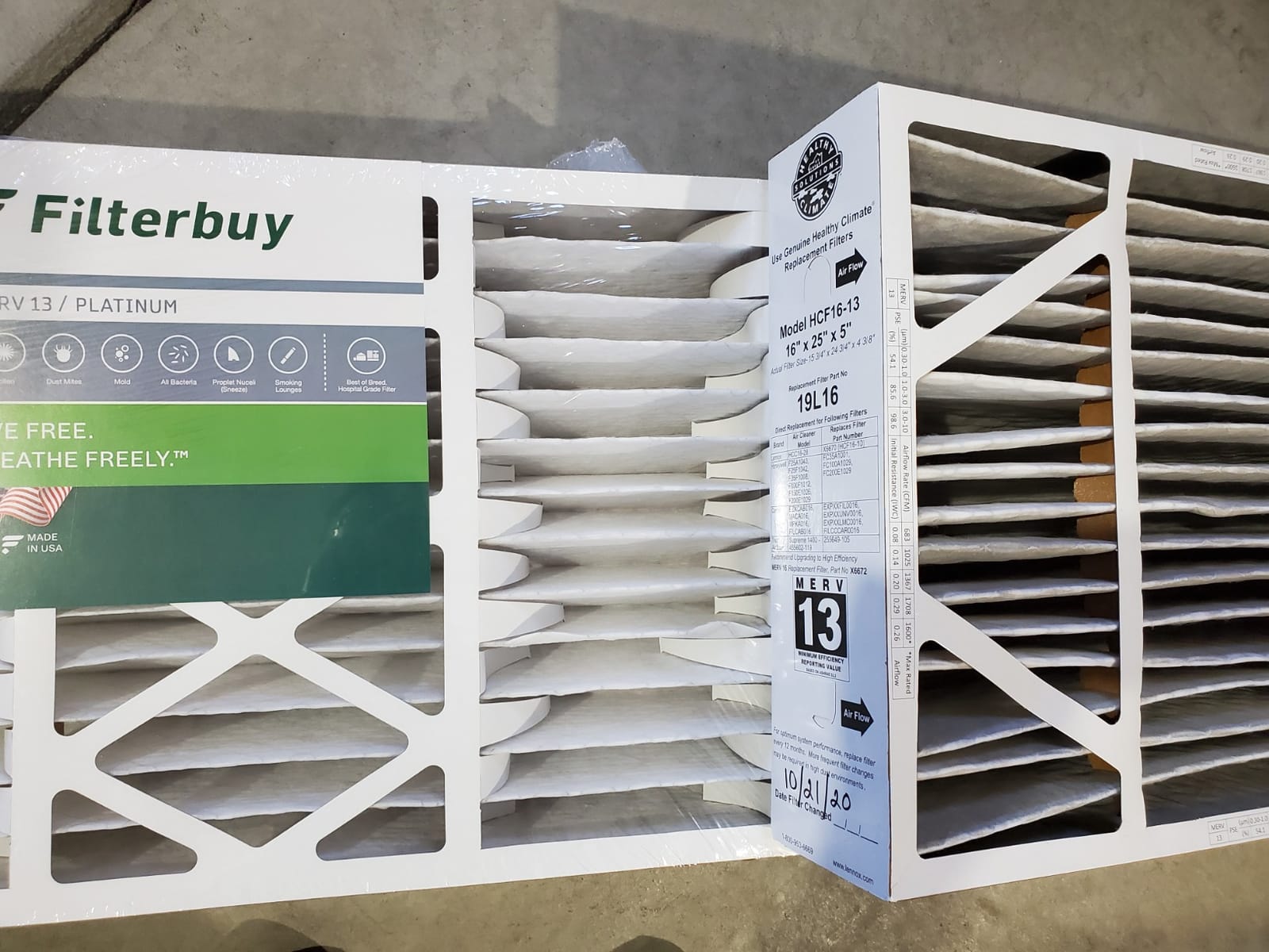 Filterbuy 16x25x5 Air Filter MERV 13 Smoke & Allergy Defense (2-Pack) | Pleated HVAC AC Furnace Replacement for Honeywell FC100A1029, Lennox X6670 & More (Actual Size: 15.75 x 24.75 x 4.38) customer photo 1