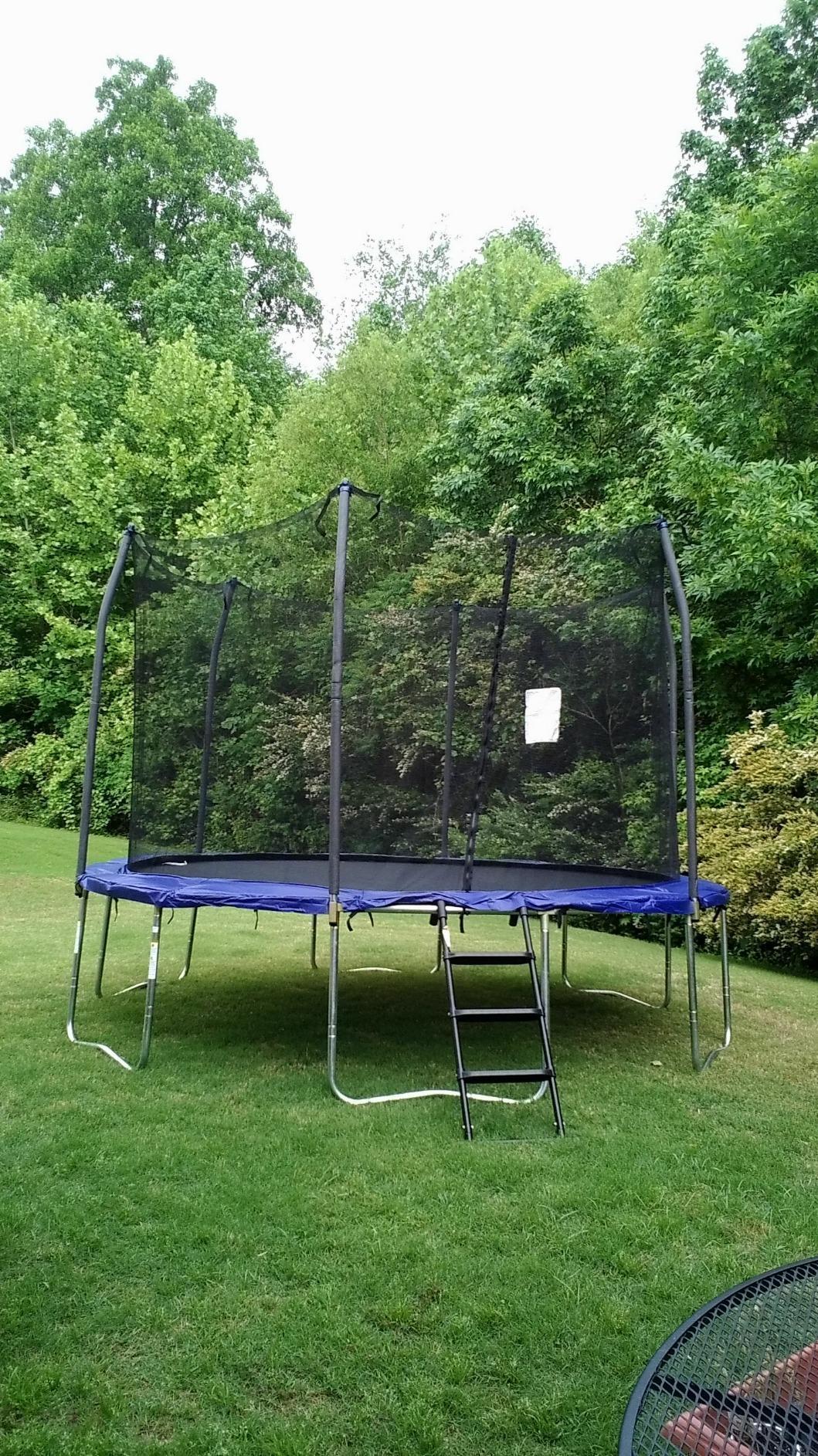 Skywalker Trampoline Outdoor Jump N' Dunk Round Trampoline with Net, Trampoline Mat, and Basketball Hoop customer photo 2