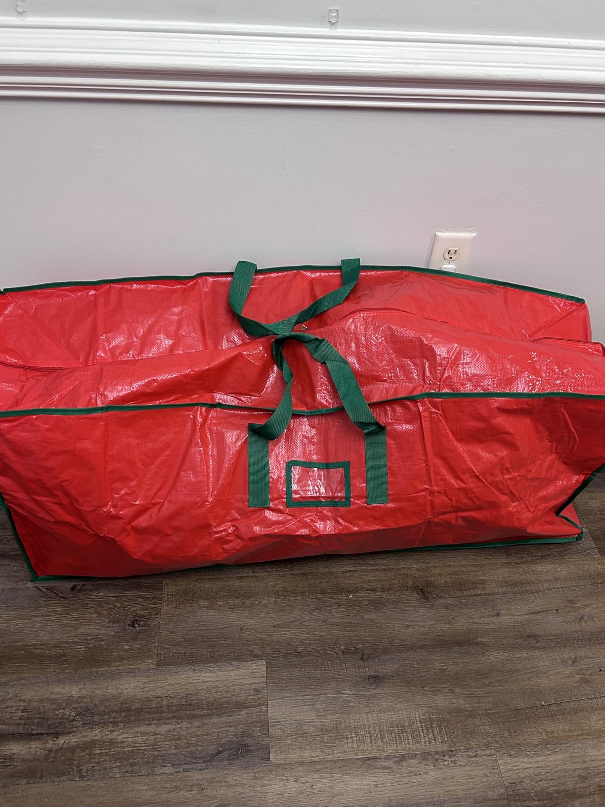 Handy Laundry Christmas Tree Storage Bag for 9 Foot Artificial Tree - Heavy Duty Waterproof Tarp, Reinforced Handles, Double Zipper, Protects from Dust & Moisture, Spacious Holiday Decor Storage, Red customer photo 2