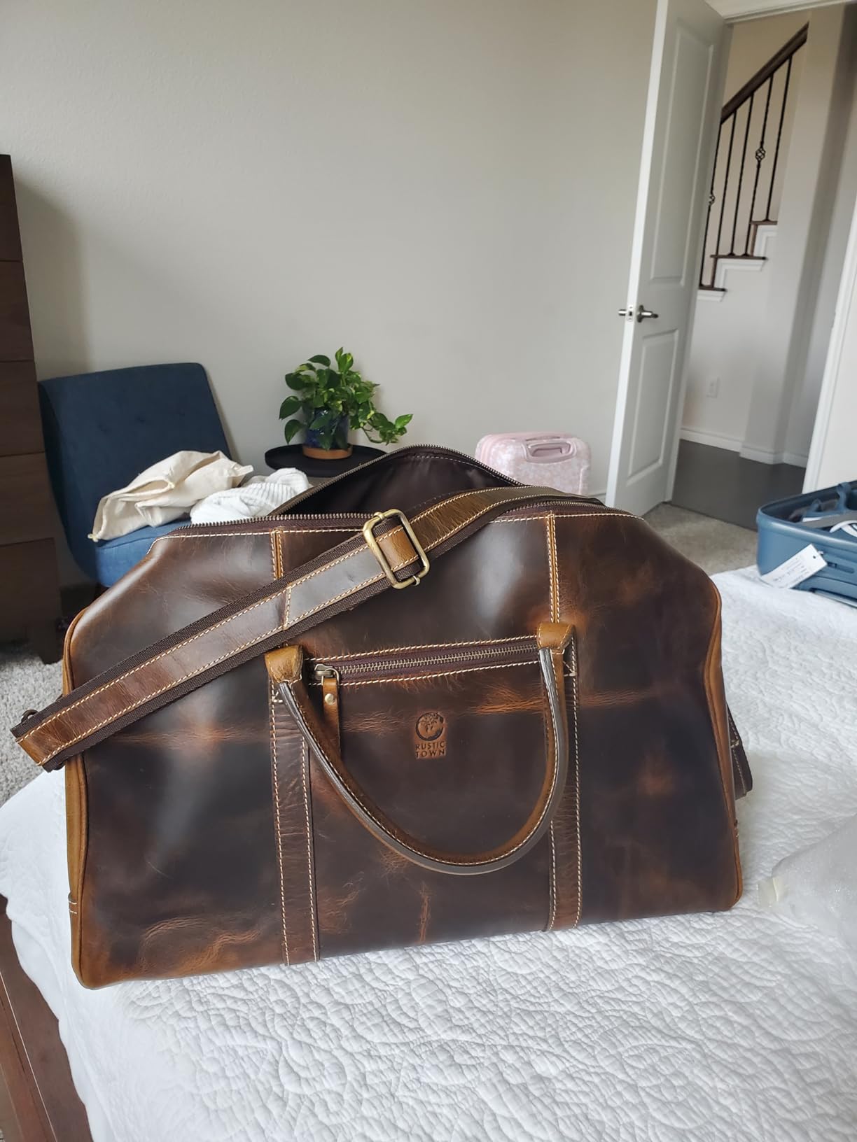 Handmade Leather Travel Duffel Bag - Airplane Underseat Carry On Bags by Rustic Town customer photo 2