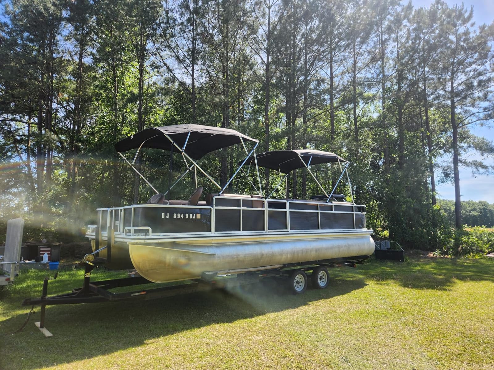 MSC 3 Bow 4 Bow Bimini Top Boat Cover, Waterproof Solution Dyed Polyester Made, 2 Support Poles & 4 Adjustable Straps Included customer photo 2