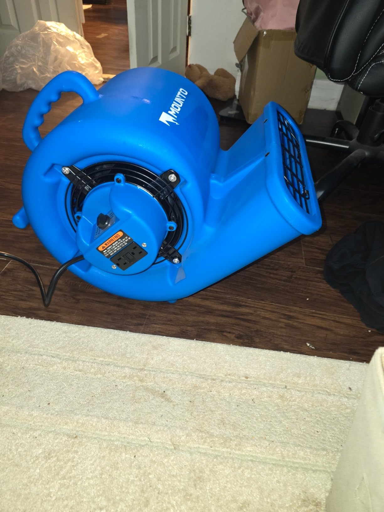 MOUNTO 1/3 HP 2000 CFM Air Mover for Water Damage Restoration - Heavy-Duty Carpet Dryer & Floor Blower Fan with 3 Speeds, Dual GFCI Outlets & 25ft Power Cord customer photo 2