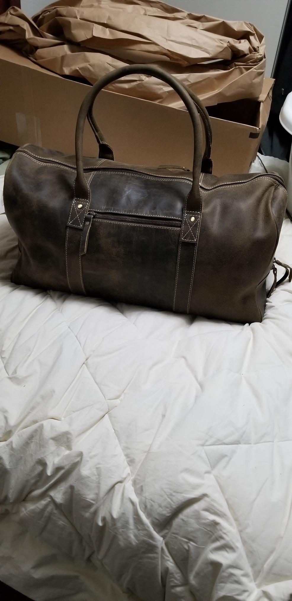 KomalC Leather Travel Duffle Bag, Cabin Carry-On for Men & Women customer photo 1