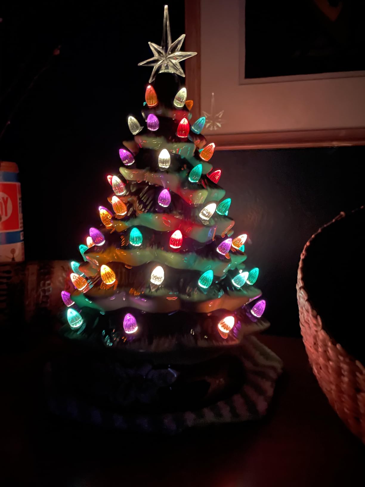 Best Choice Products 15in Ceramic Christmas Tree, Pre-lit Hand-Painted Tabletop Holiday Tree, Star Topper, 64 Lights - Green w/Multicolored Bulbs customer photo 2