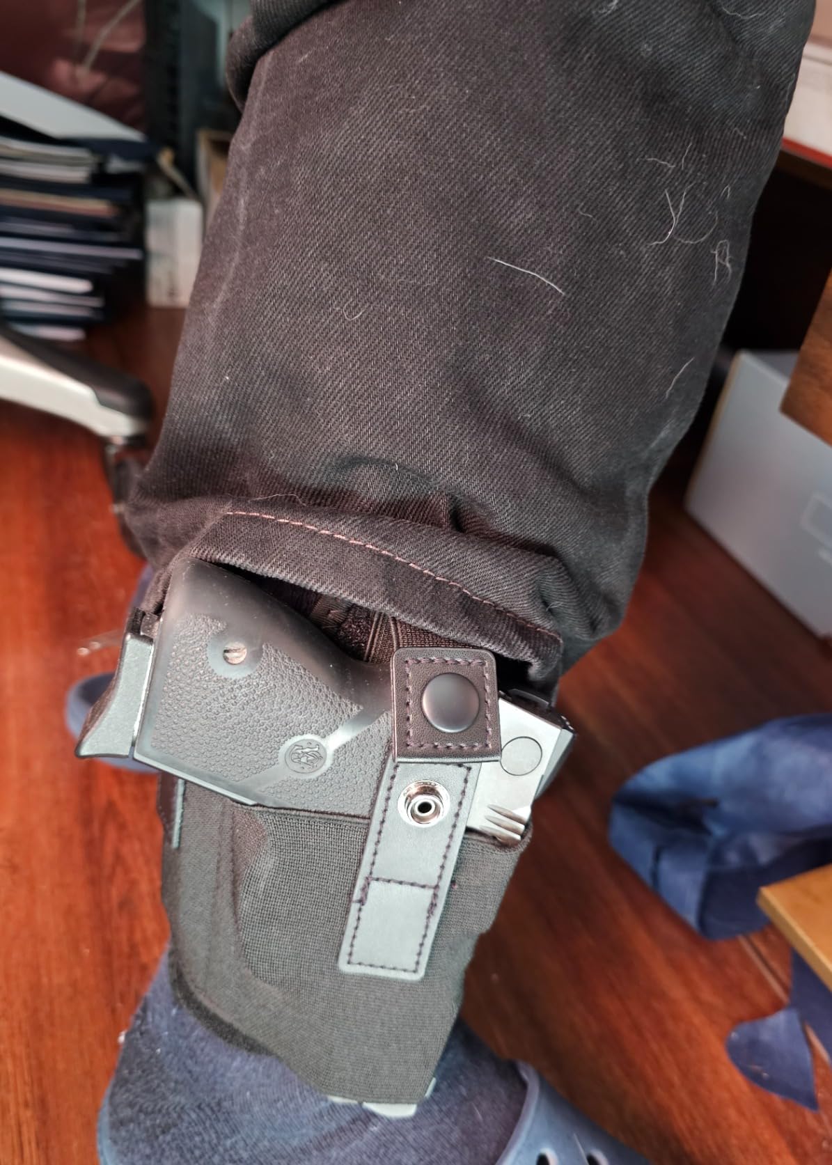 Premium Ankle Holster for Deep Concealment, 9mm 380 | Upgraded Version | Comfortable & Durable | Fits Glock 43 26 19, Ruger LCP, SIG P365, Springfield, Shield 9mm, Bodyguard 380 and Most other Pistols customer photo 2