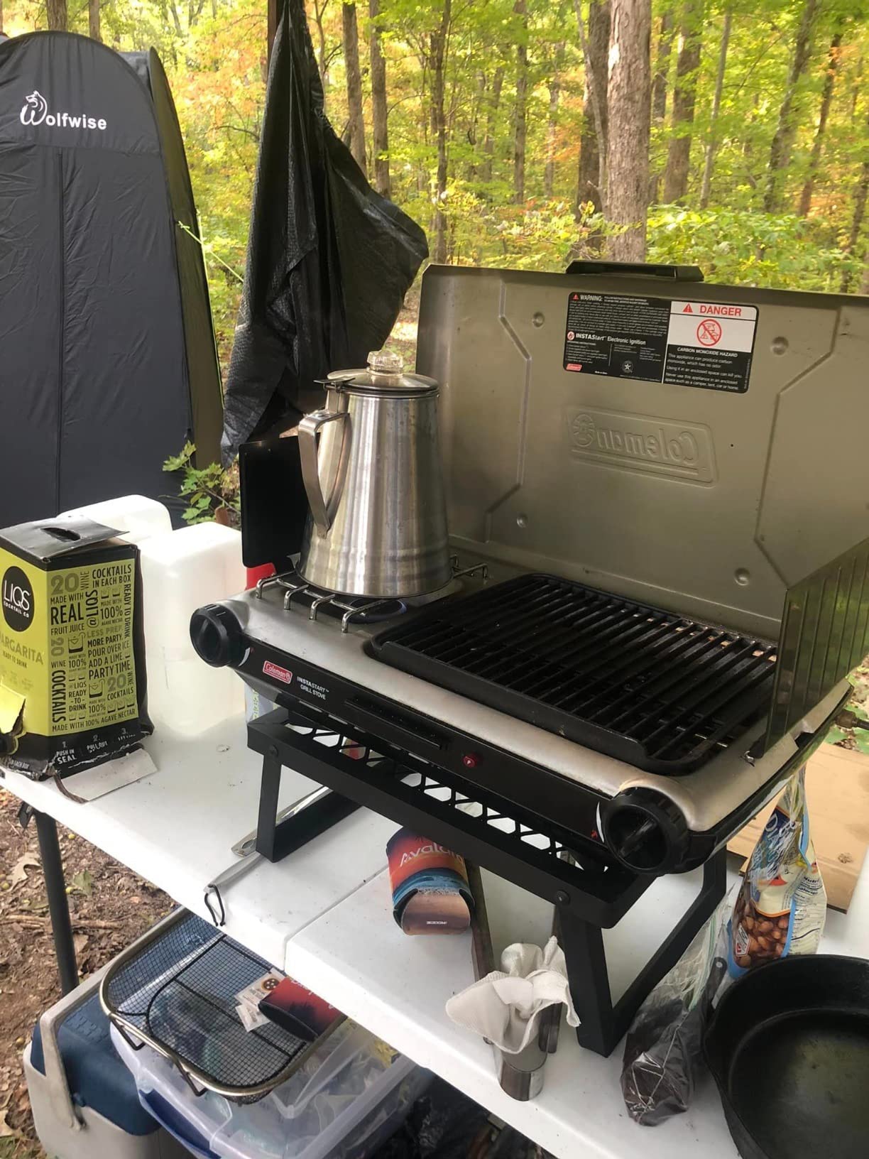Amazon Basics Heavy-Duty Portable Camping Grill Grate for Outdoor Open Flame Cooking, Foldable, Sturdy, 15.9