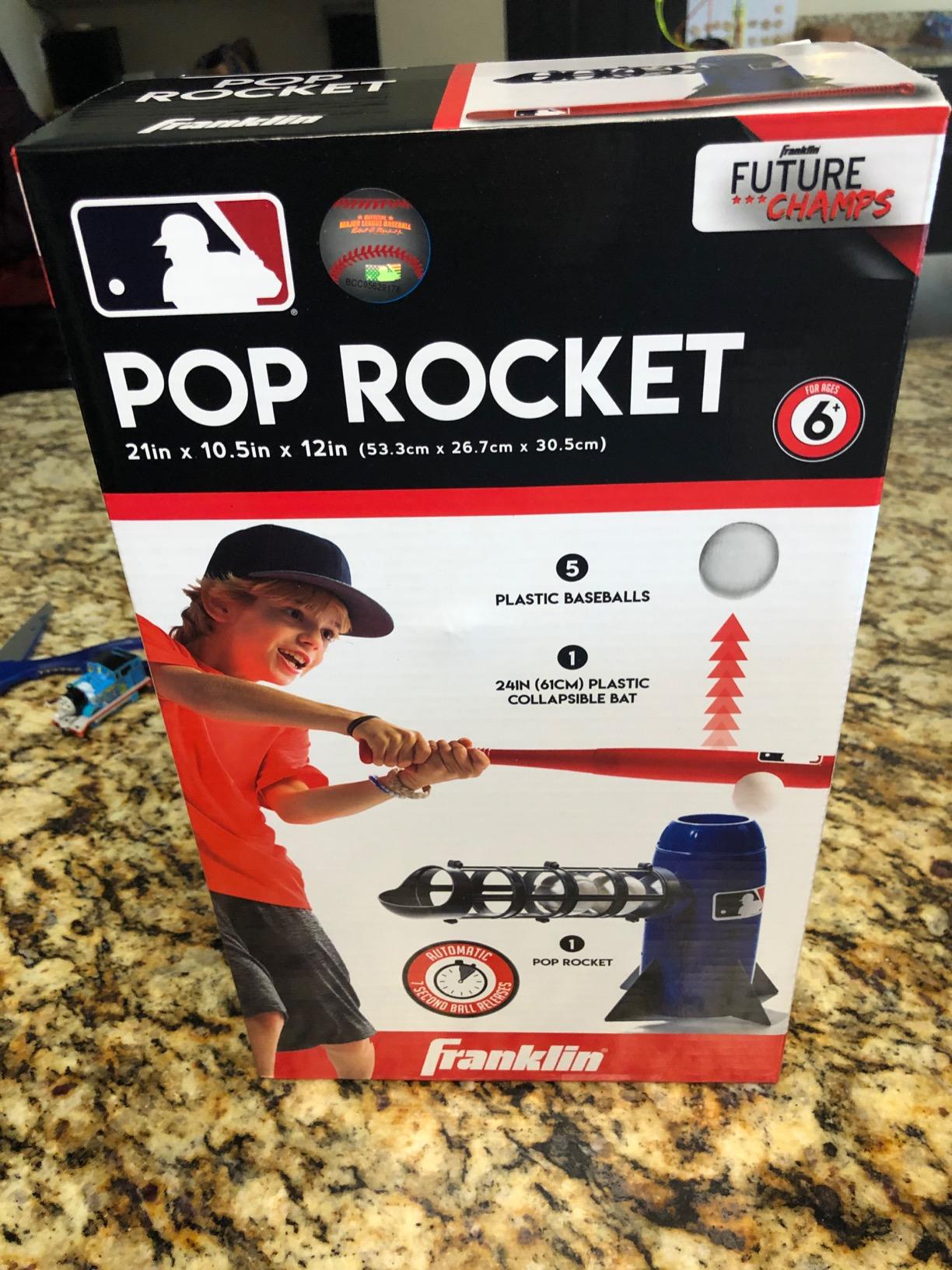 Franklin Sports Pop Rocket Baseball Hitting Training Aid | Automatic Pitches Every 7 Seconds, Includes 5 Baseballs + Bat, Builds Hand-Eye Coordination, For First-Time Players customer photo 2