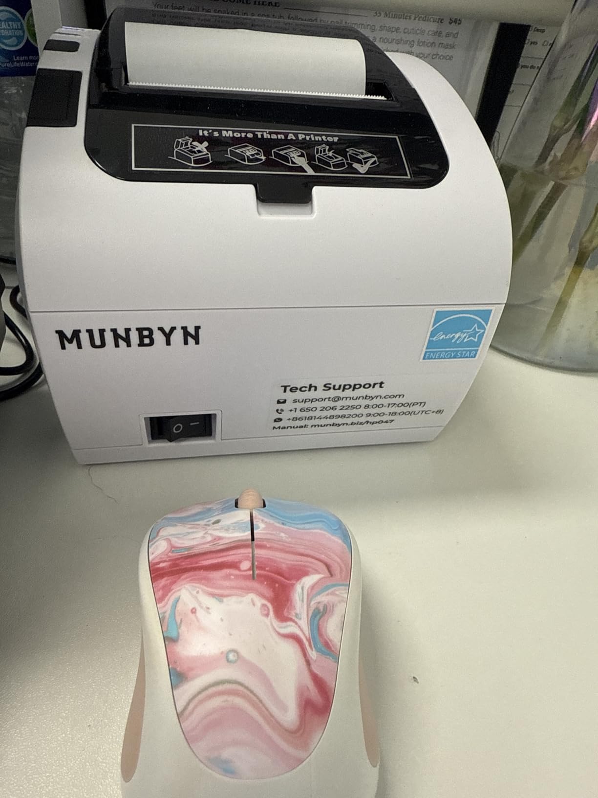 MUNBYN Receipt Printer ITPP047, Thermal Receipt Printer Works with Windows Mac Chromebook Linux Cash Drawer, USB/Ethernet Port 80mm Printer for POS, High-Speed Auto-Cutter Wall Mount, ESC/POS customer photo 1