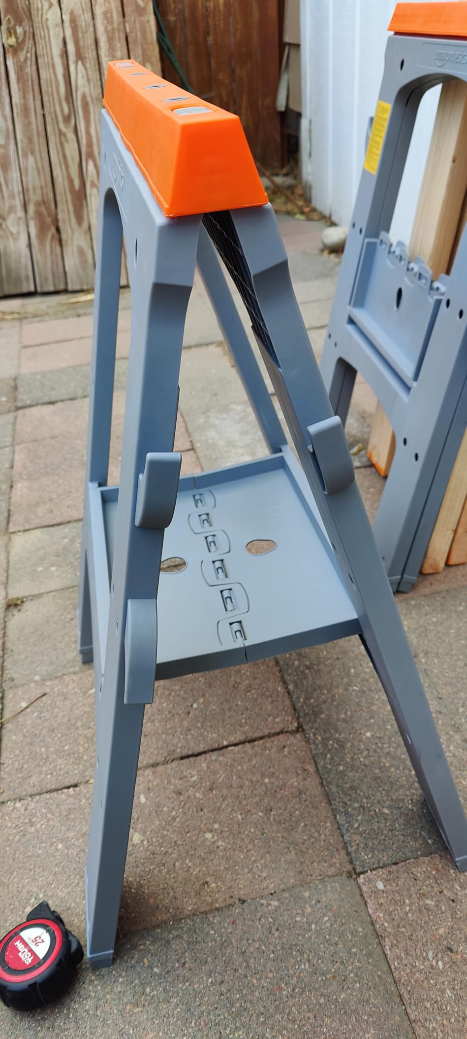Amazon Basics Rectangular Folding Sawhorse, Collapsible, Folds Flat, 900 Pound Capacity, Set of 2 customer photo 2