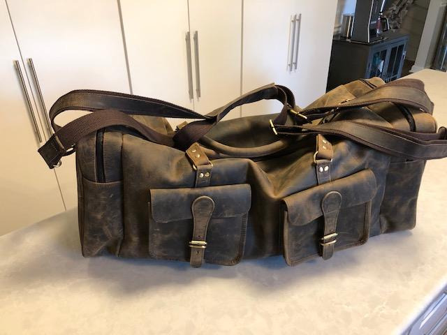 KomalC 28 Inch Leather Duffle Bag for Men & Women, Travel Gym Holdall customer photo 1