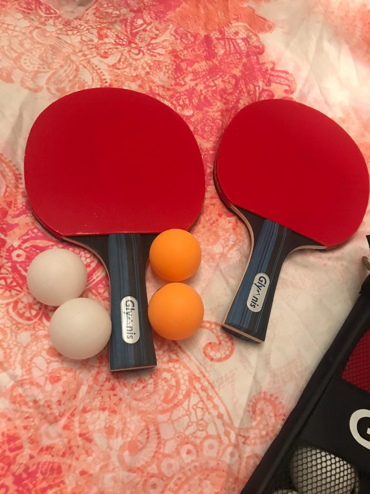 Glymnis Ping Pong Paddles Set of 4/2, 7-Ply Table Tennis Rackets and Balls | 7-Ply Wood, 3-Star Ball, Flared Handle, Storage Case, Table Tennis Set for Beginners Intermediate Player Indoor Outdoor Game customer photo 1