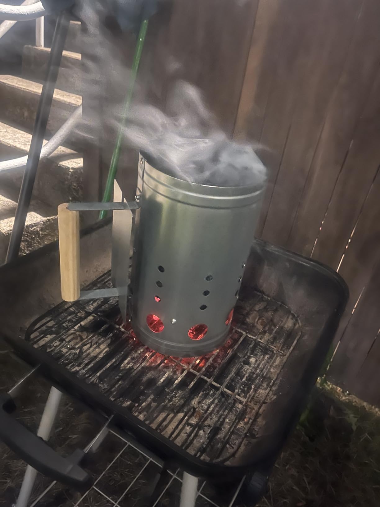 homenote Charcoal Chimney Starter Kit with Blower and Fire Cubes (11.5x7) | Includes 32 fire cubes, heat-resistant gloves and blower; zinc-plated steel chimney features a wooden handle and heat shield customer photo 1