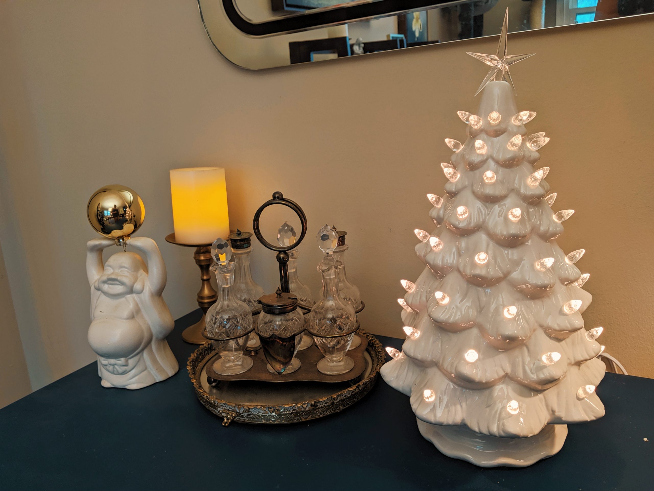 Ceramic Christmas Tree - Tabletop Tree with Lights - (15.5