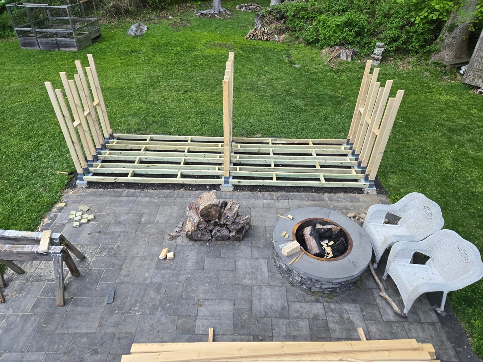 MOFEEZ Outdoor Firewood Log Storage Rack Bracket Kit, Fireplace Wood Storage Holder-Adjustable to Any Length customer photo 2