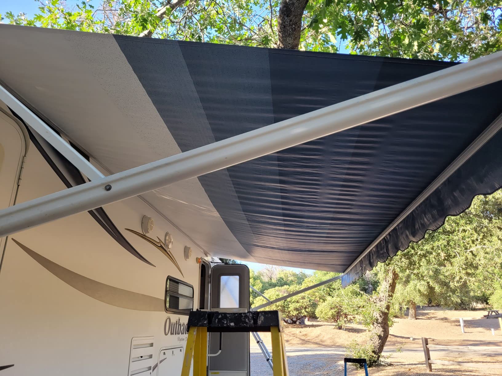 ShadePro - RV Awning Fabric Replacement - Heavy Duty Weatherproof Vinyl - Universal Outdoor Canopy for Camper, Trailer, and Motorhome Awnings - Walnut Brown - 18' (Fabric 17' 2