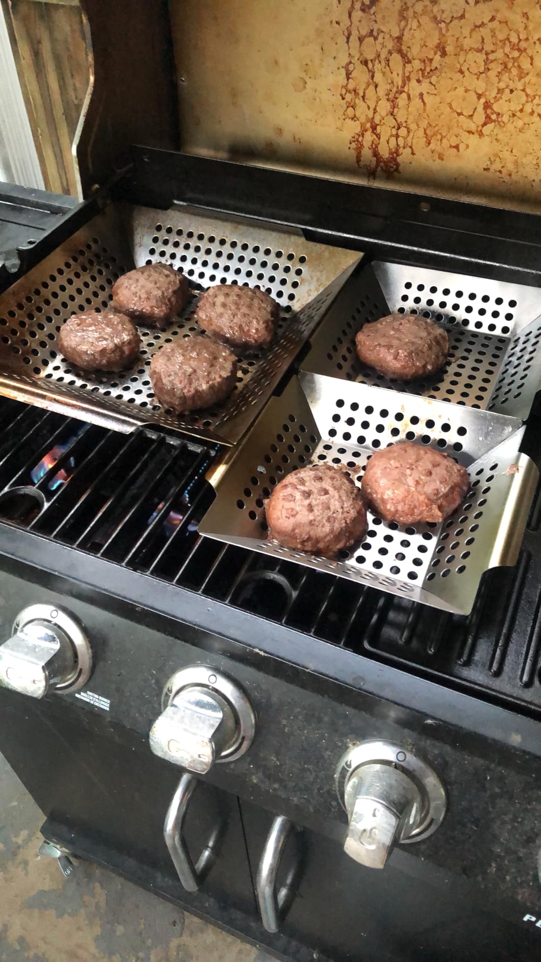 3 Pack Grill Baskets for Outdoor Grill, Heavy Duty Stainless Veggie Pan Set | Vegetable Grill Basket, Grilling Accessories for All Grills & Smokers, Space-Saving 1 Large, 2 Small, Grilling Gifts for Men customer photo 1