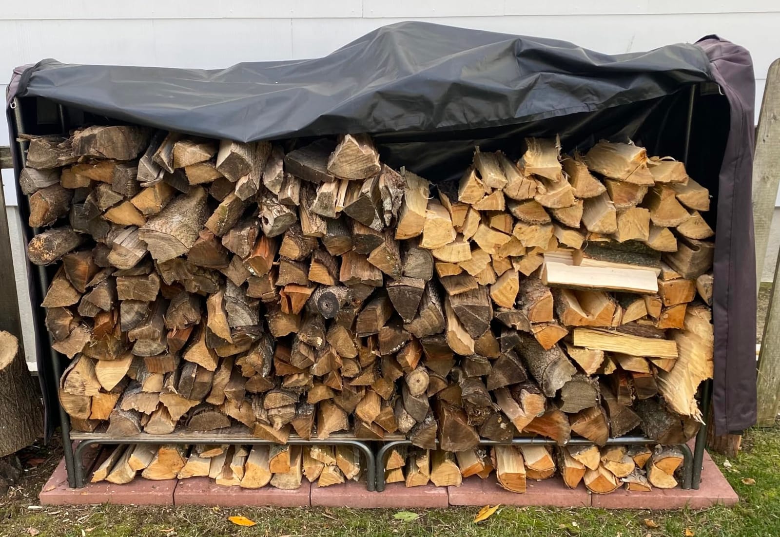 VIVOHOME 4 ft Heavy Duty Firewood Rack Outdoor with Cover, Black | Fire Wood Storage Rack, Log Holder and Cover Combo Set with Zipper customer photo 2