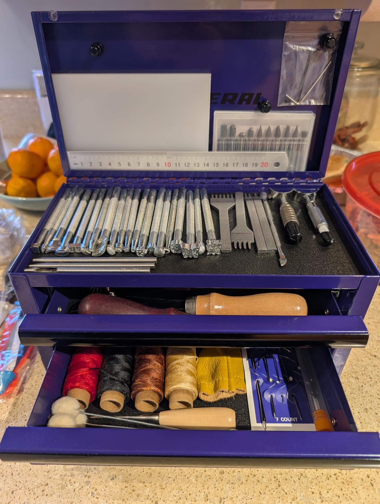 447 Pcs Leather Working Tools, Leather Working Kit for Cutting Punching Stamping Stitching with Instruction & Storage Case customer photo 1