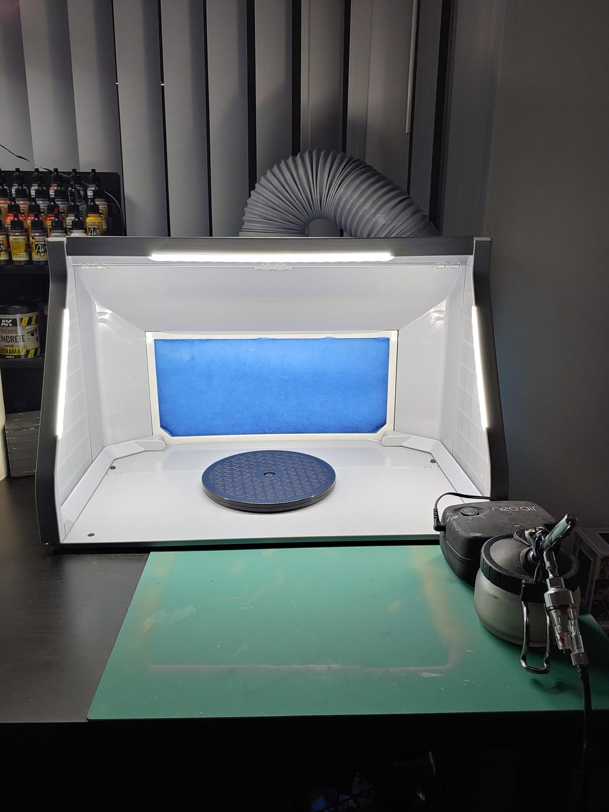 Airbrush Spray Booth, Large Space Portable Paint Booth for Crafts | Dual 34W fans deliver 9m³/min airflow with 2 layer filters to help capture particles & improve ventilation during airbrushing customer photo 1