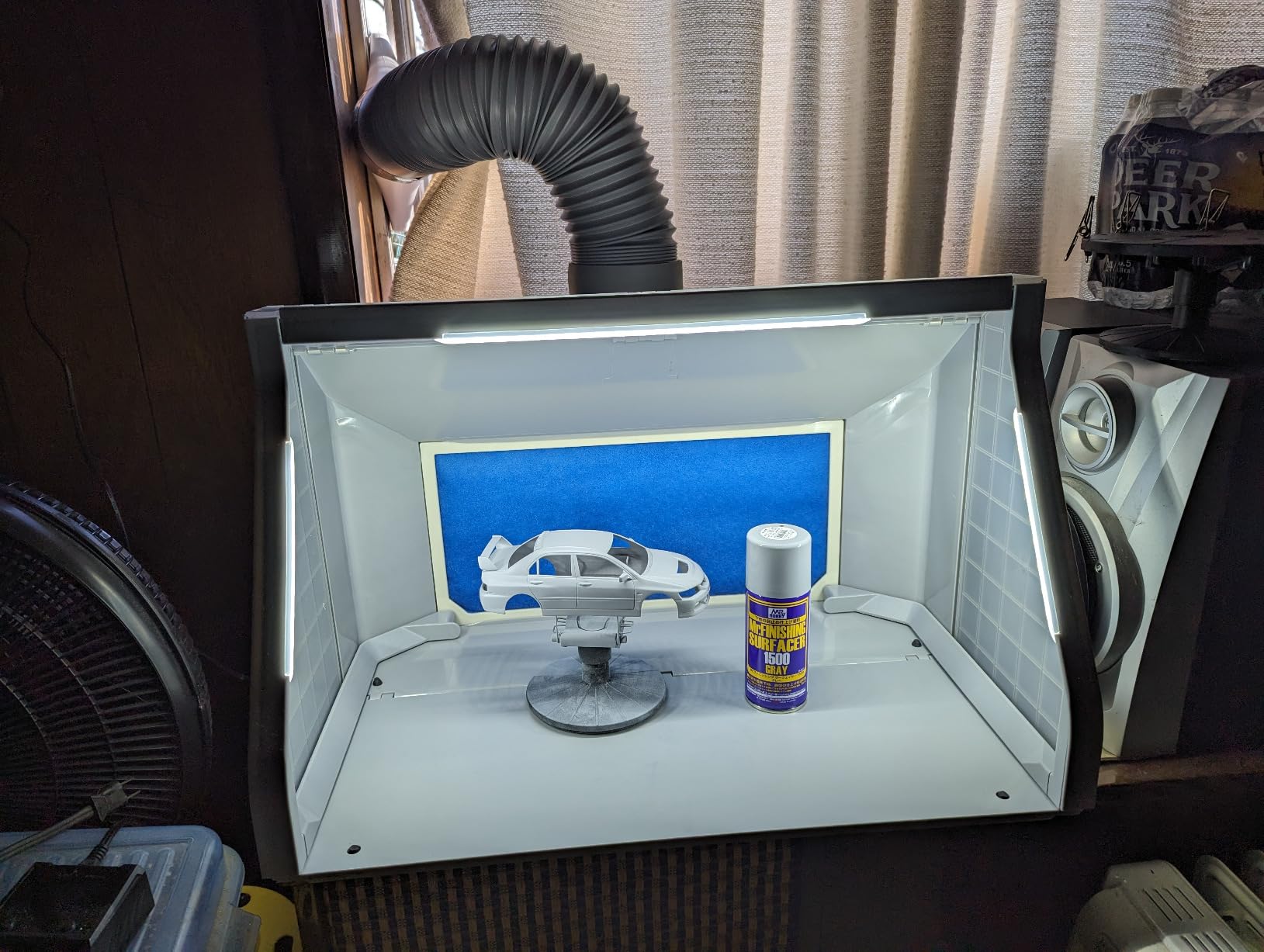 Airbrush Spray Booth, Large Space Portable Paint Booth for Crafts | Dual 34W fans deliver 9m³/min airflow with 2 layer filters to help capture particles & improve ventilation during airbrushing customer photo 2
