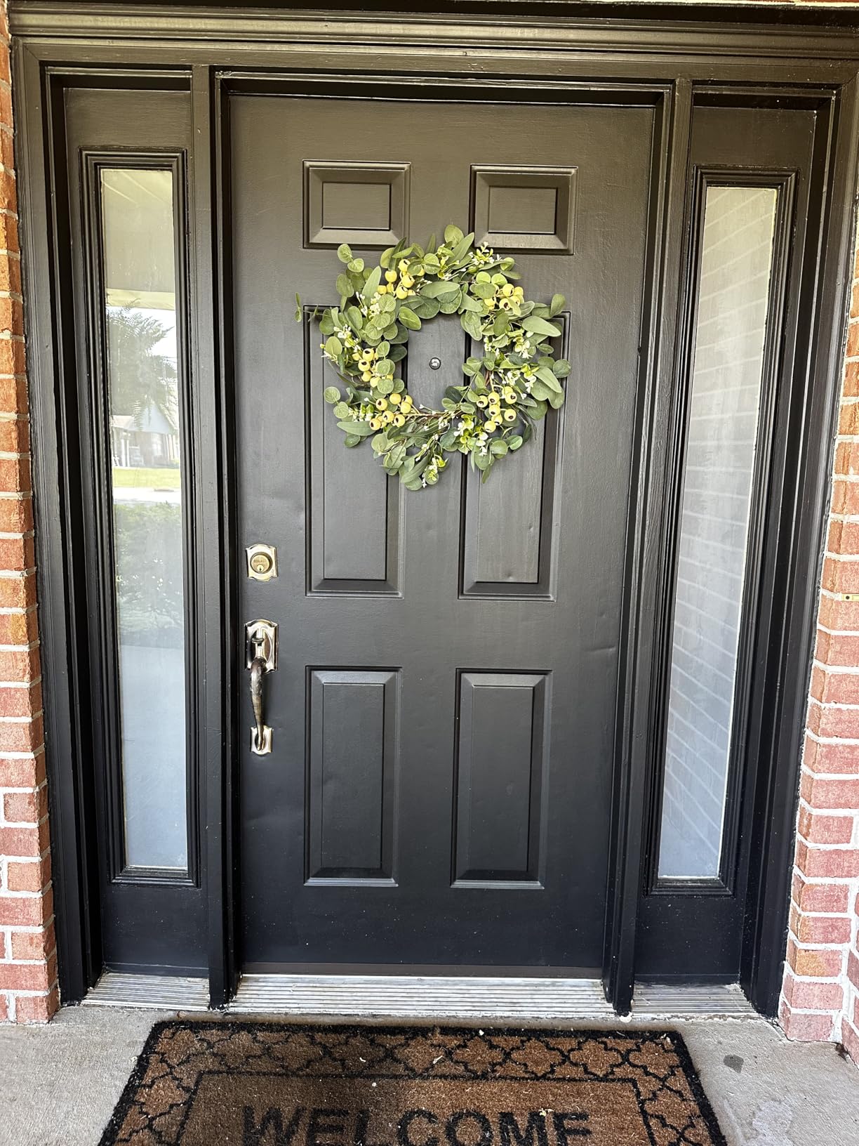 JINGHONG Eucalyptus Wreaths for Front Door 20 Inch Green Home Decor for Wall Porch Window Spring Summer Wreath with Big Berries for All Seasons Winter Christmas customer photo 2