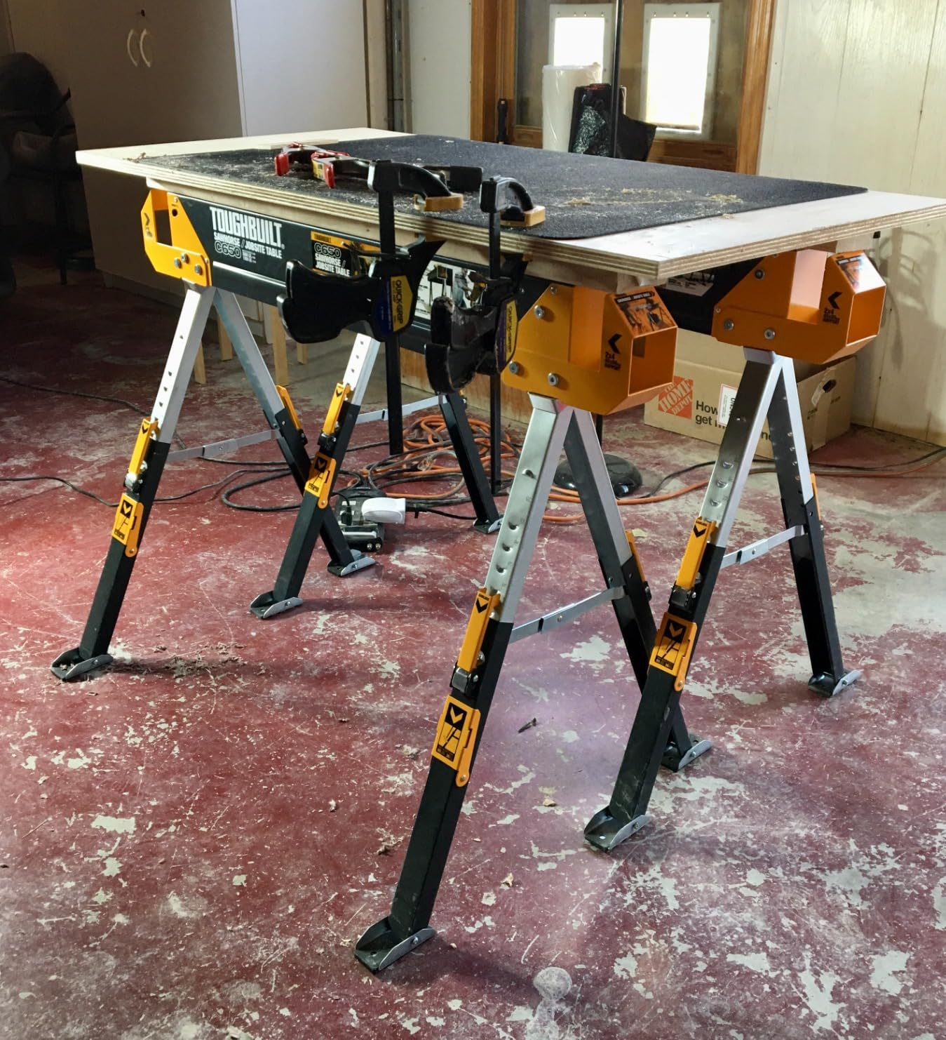 ToughBuilt Folding Sawhorses, Adjustable Work Support, TB-C300-2 | 2-Pack, 2,600 Lb. Capacity customer photo 1