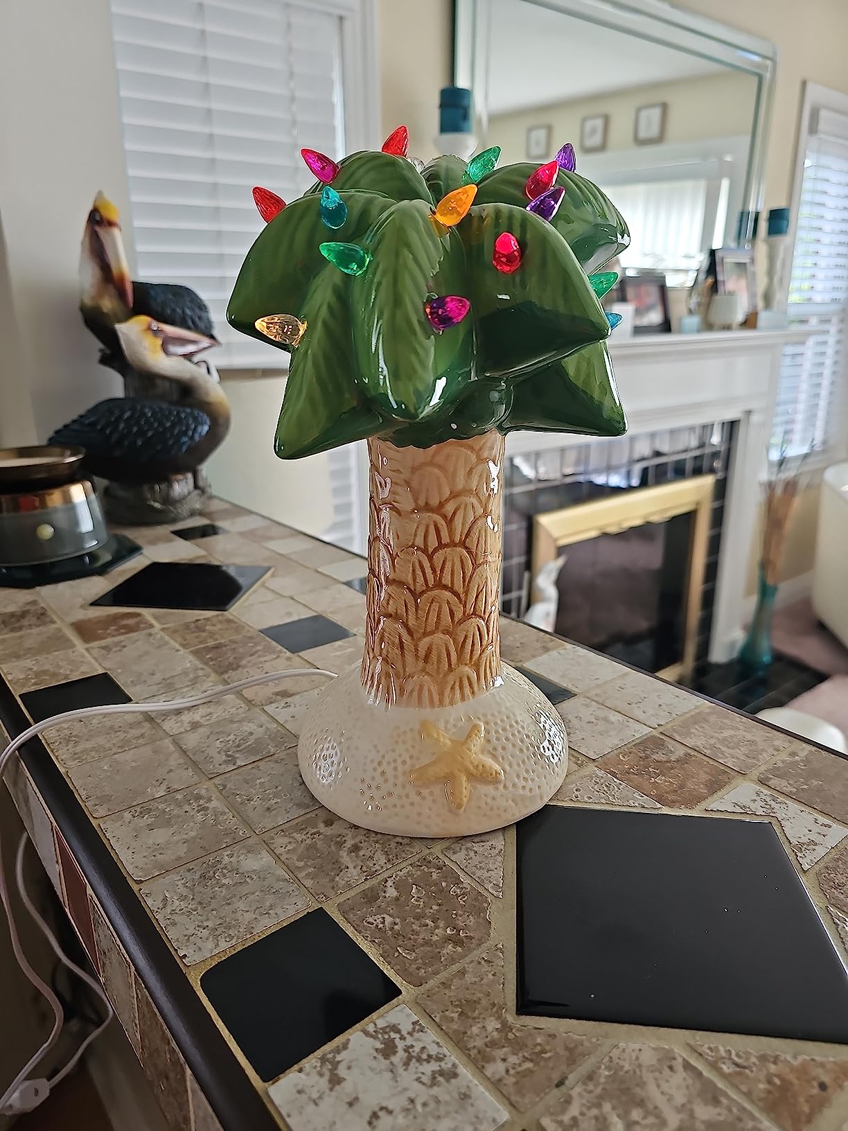 Christmas Palm Tree - Ceramic Christmas Tree - Tabletop Christmas Tree with Lights - Lighted Palm Tree - Holiday Beach Decor customer photo 1
