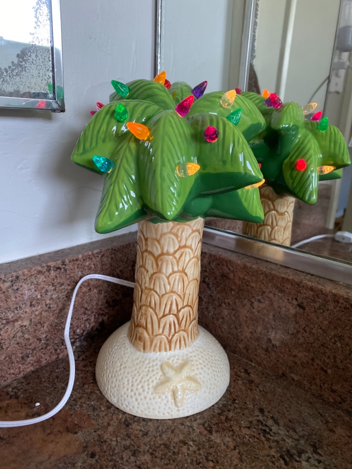 Christmas Palm Tree - Ceramic Christmas Tree - Tabletop Christmas Tree with Lights - Lighted Palm Tree - Holiday Beach Decor customer photo 2