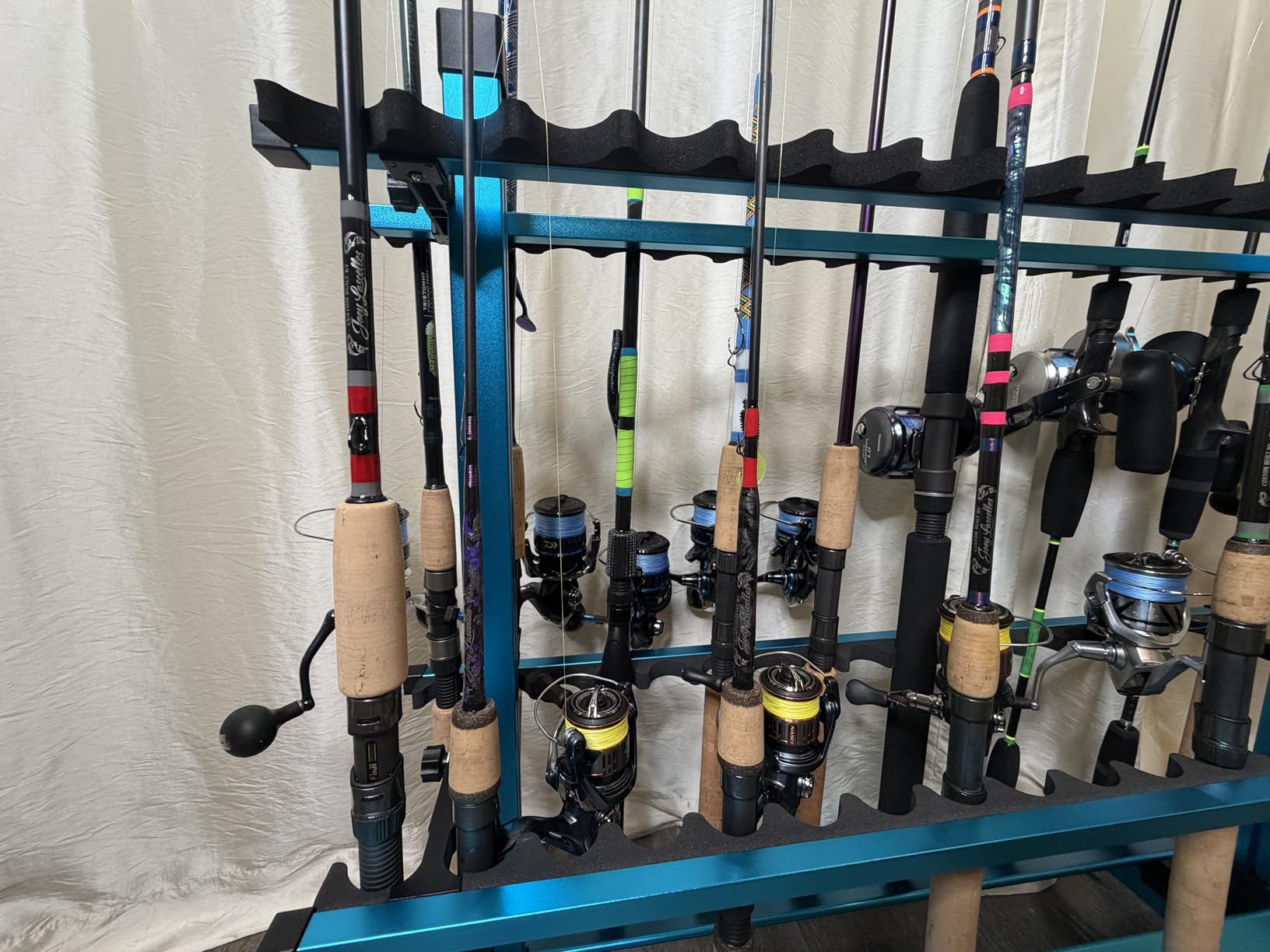 Savior Equipment Fishing Rod Rack Holder Organizer, 24-48 Slots to Hold Fresh Salt Water Spinning Rods & Reel Combo, Lightweight Aluminum Vertical Fish Pole Garage Storage Ground Display Stand customer photo 2