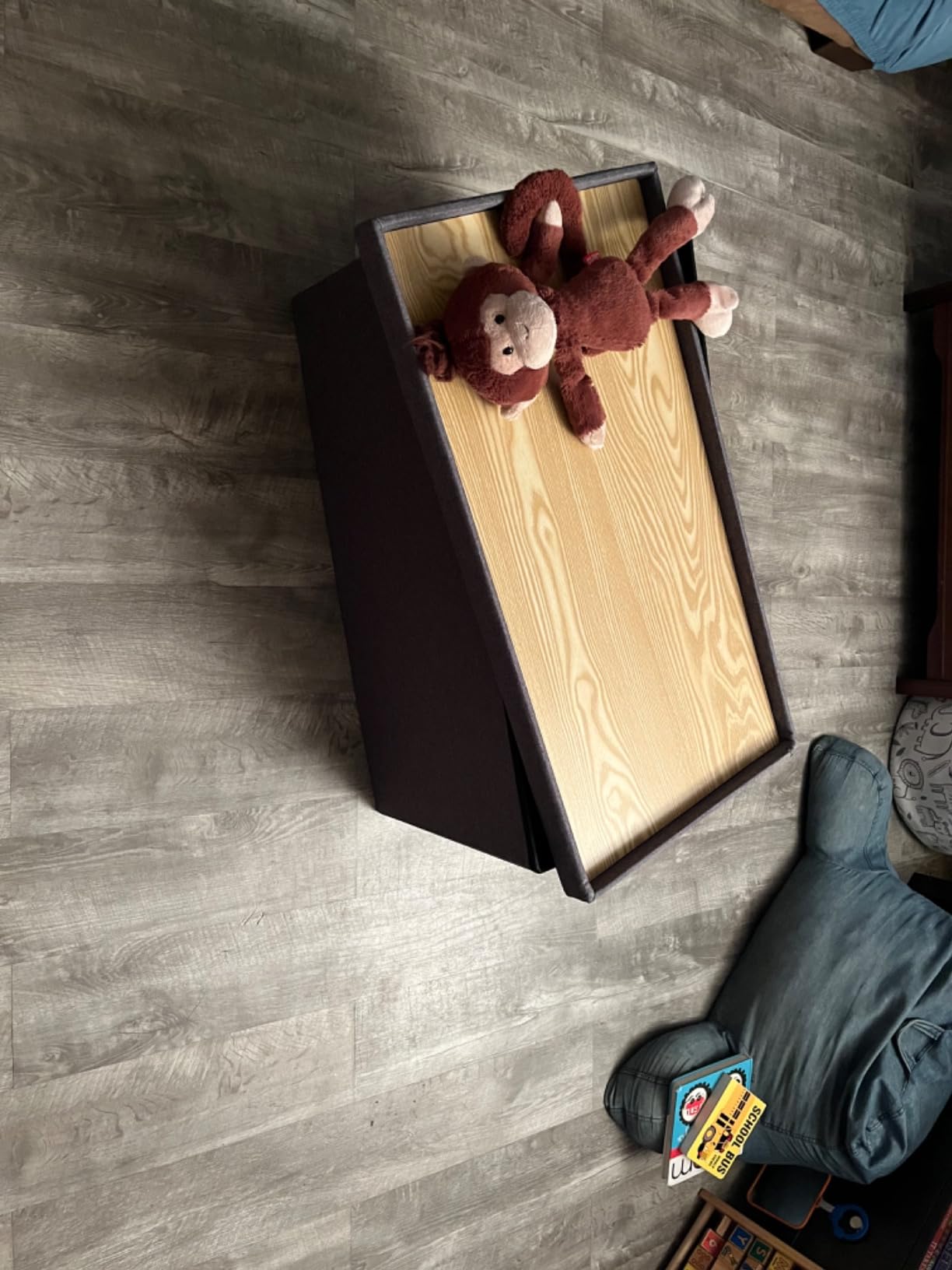 PINPLUS Folding Storage Ottoman Bench with Tray, Grey customer photo 2