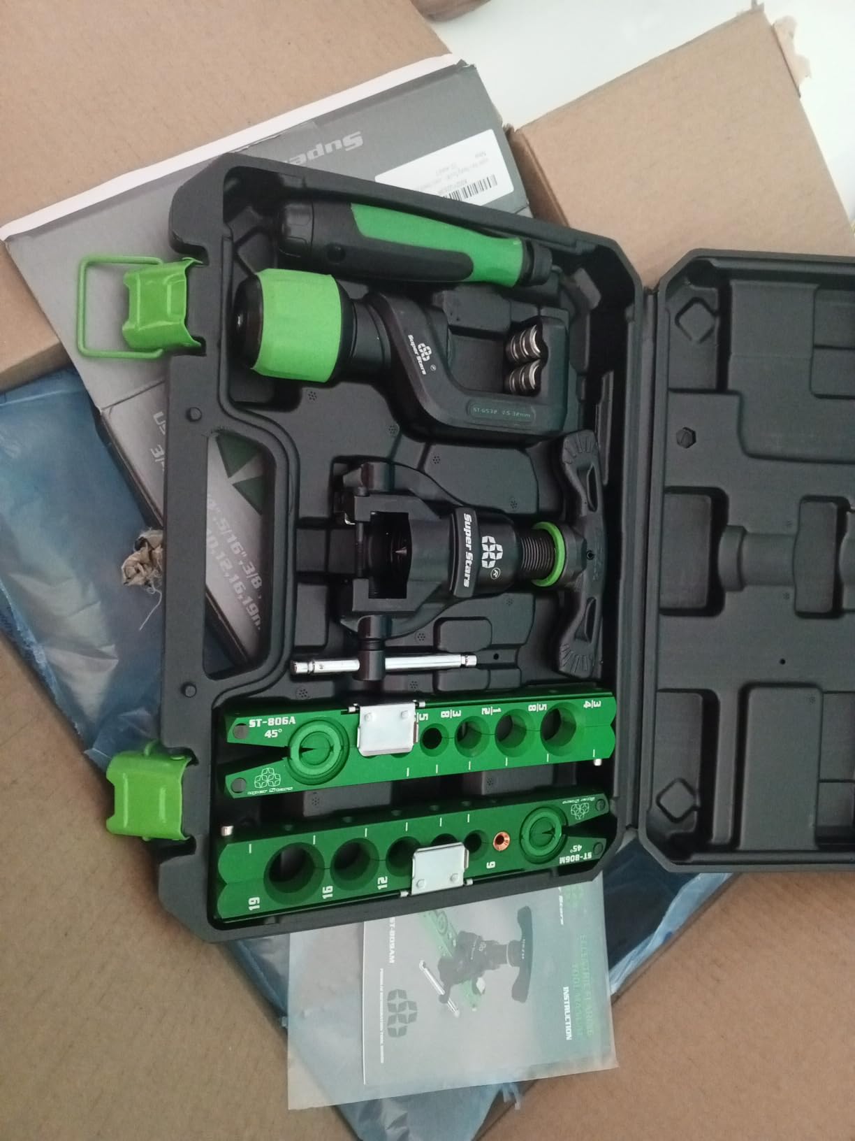 Super Stars Flaring Tool Kit 1/4in - 3/4in Single Flare Tool HVAC 45 Degree Eccentric Type Flare Tool with Pipe Cutter for Copper Tube Pipe (5 in 1 Kit) customer photo 1